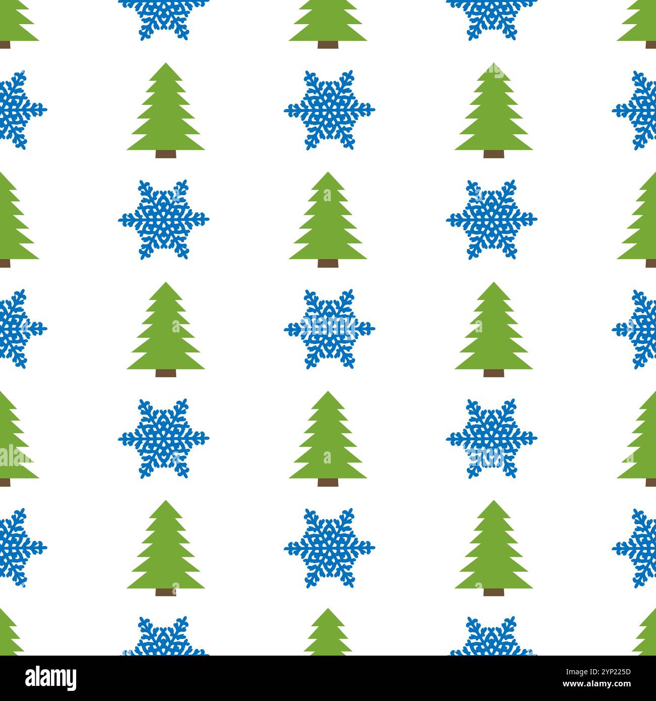 Christmas semless pattern with snowflake and Christmas tree on white background. Vector illustration Stock Vector
