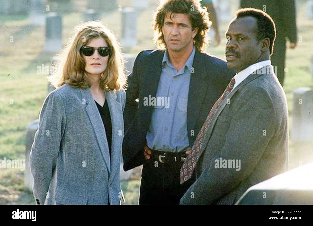 LETHAL WEAPON 3 1992 Warner Bros. film with from left: Rene Russo, Mel Gibson and Danny Glover Stock Photo