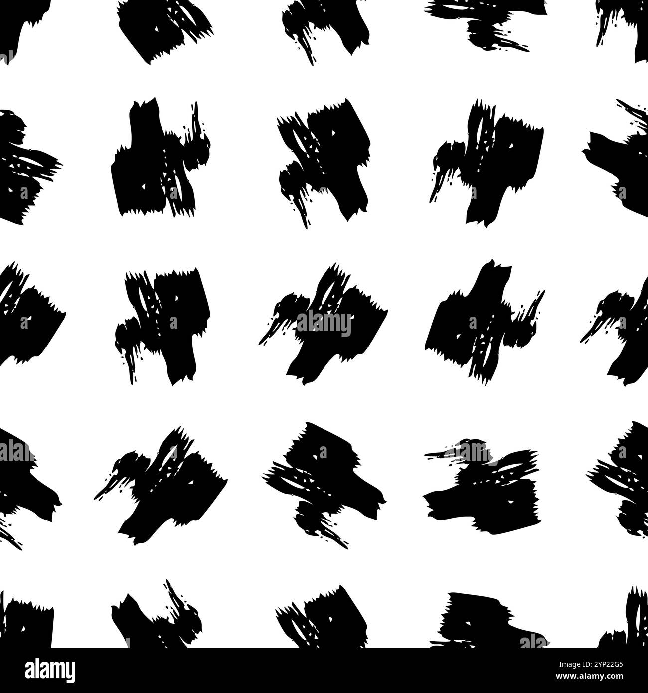 Seamless pattern with dark hand drawn scribble smear on white ...