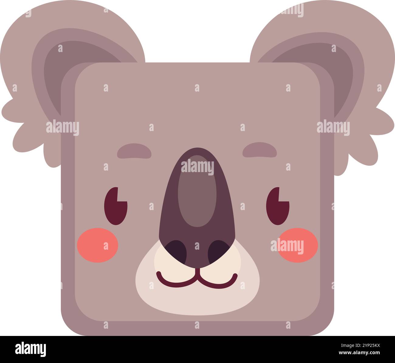 Koala head. Square cartoon cute animal face isolated on white ...