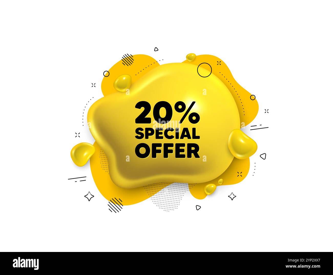 20 percent discount offer. Sale price promo sign. Abstract liquid 3d ...