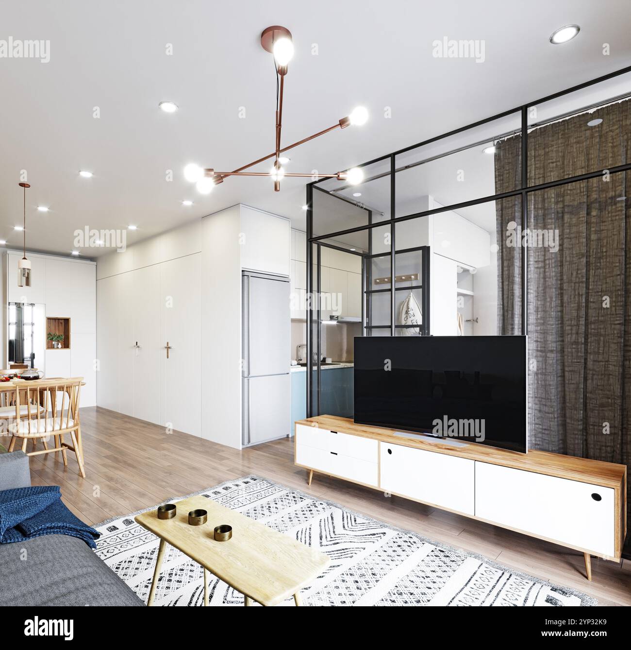 modern living interior design. 3d rendering concept Stock Photo - Alamy