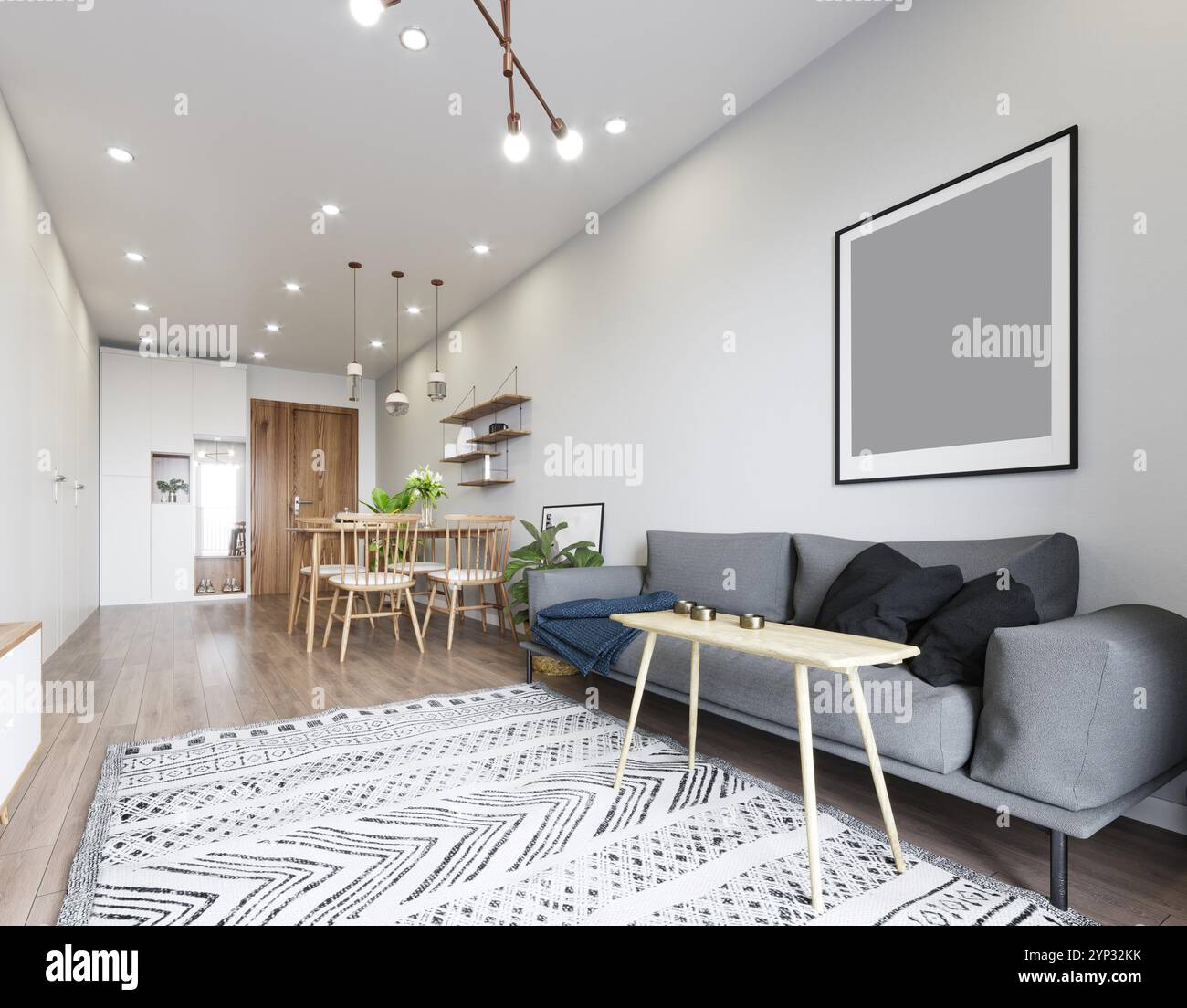 modern living interior design. 3d rendering concept Stock Photo - Alamy