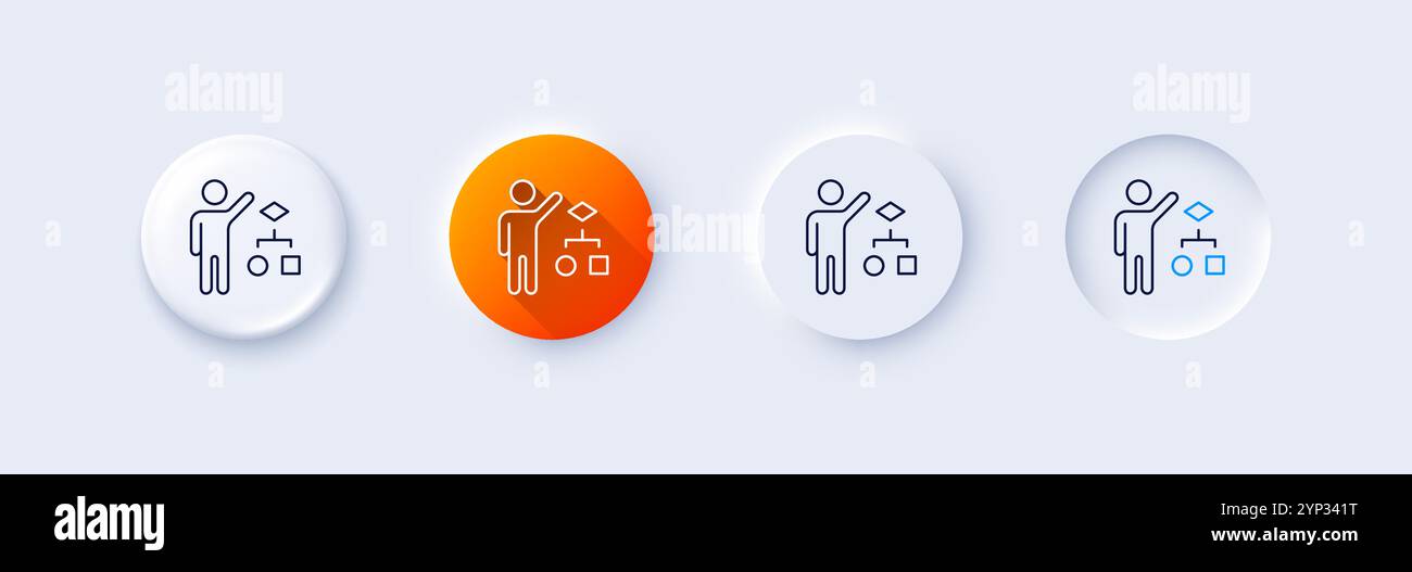 Algorithm line icon. Business management sign. Line icons. Vector Stock Vector
