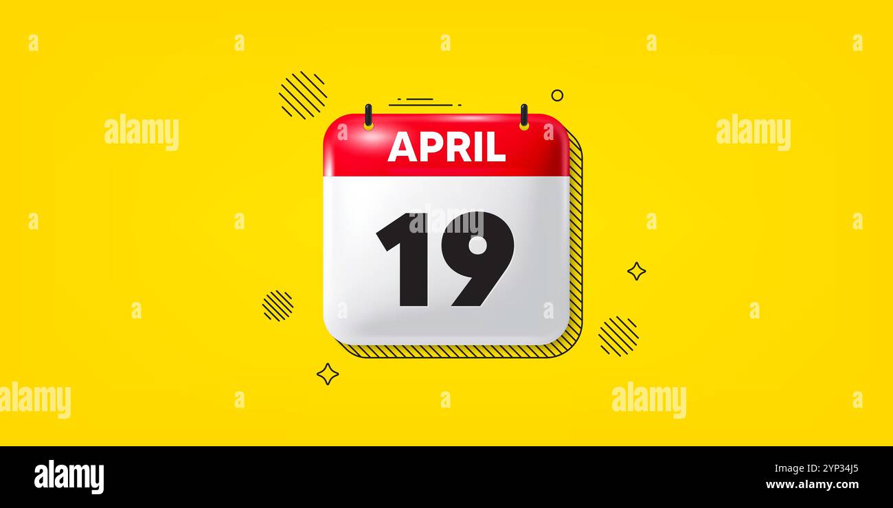 April 19 calendar icon vector flat illustration hi-res stock ...