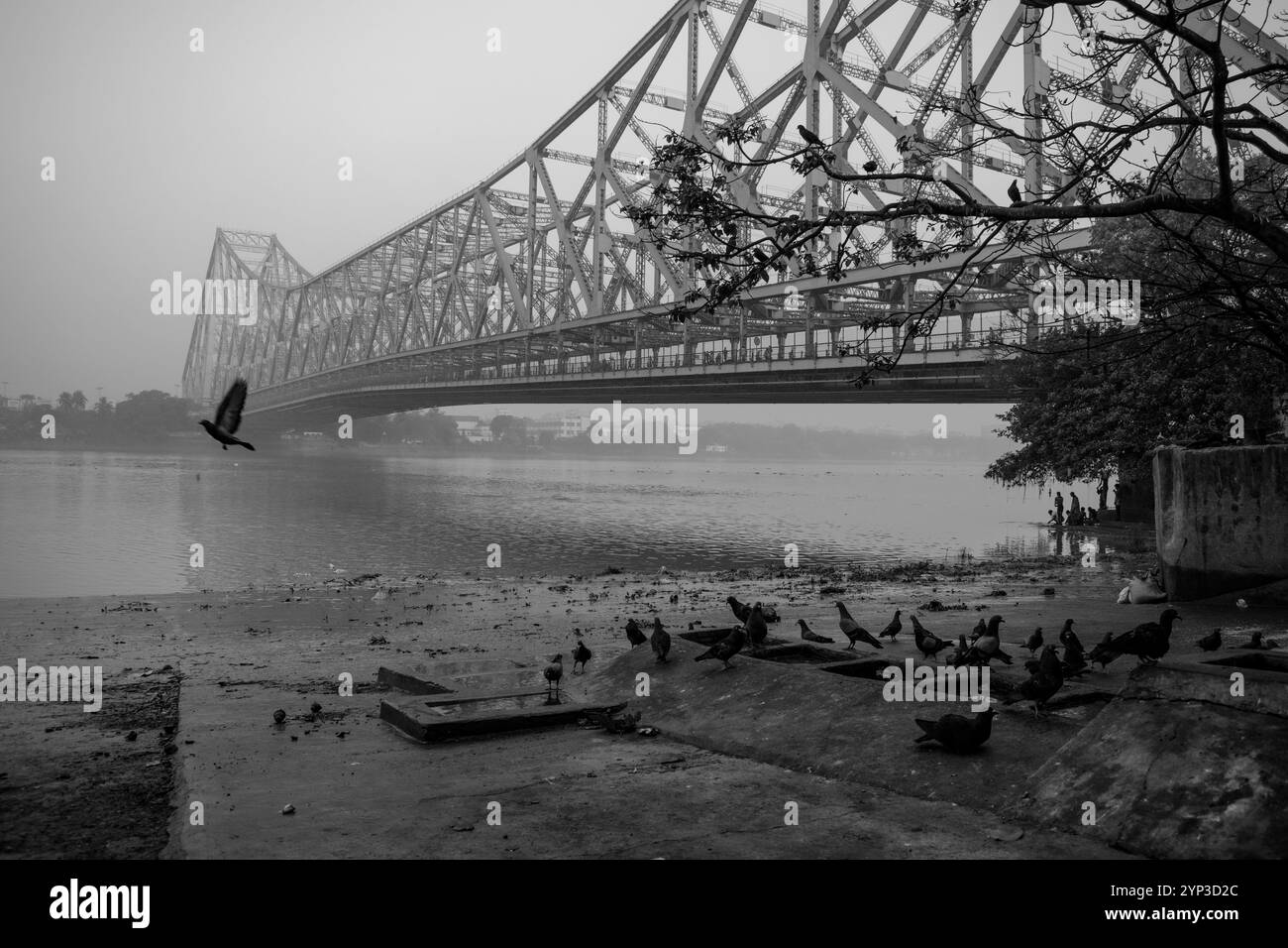 A beautiful view of a Beautiful bridge of The Kolkata City Stock Photo