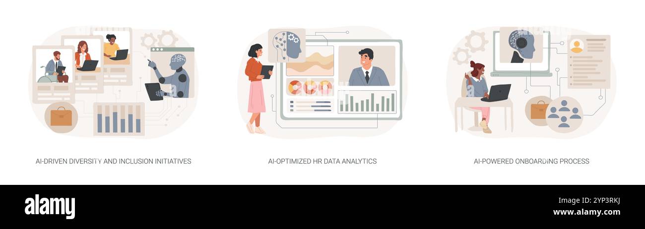 AI use in Human Resources abstract concept vector illustrations Stock ...