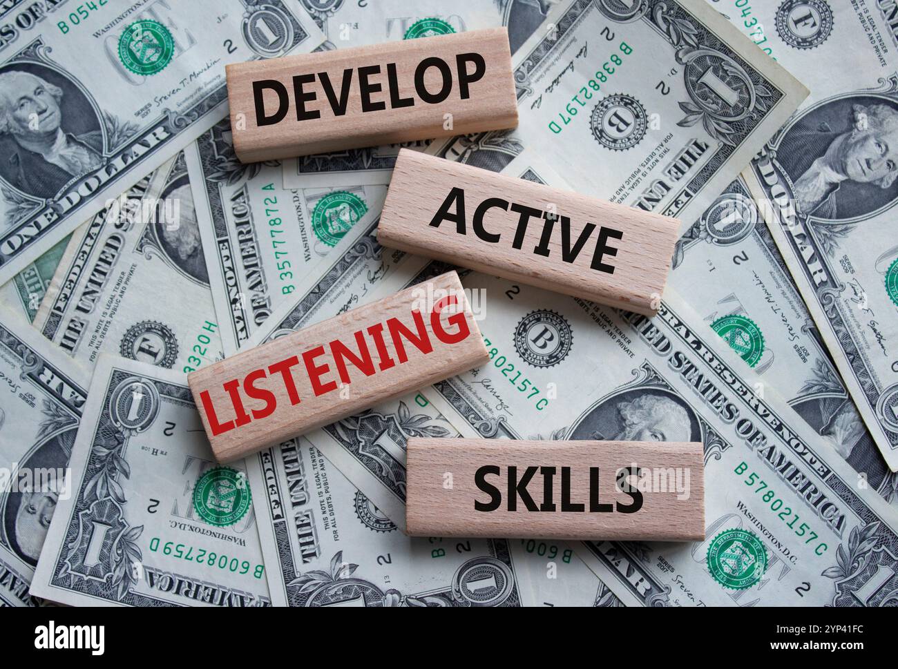 Listening skills symbol. Concept word Develop active listening skills ...