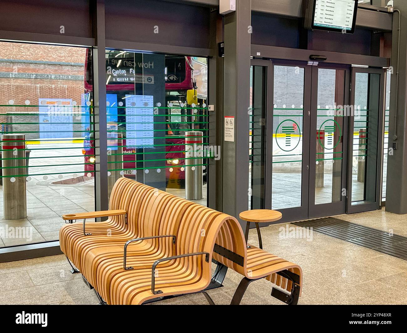Cardiff, Wales - 24 July 2024: People inside the new bus station in Cardiff city centre - Smartphone Captured Stock Image