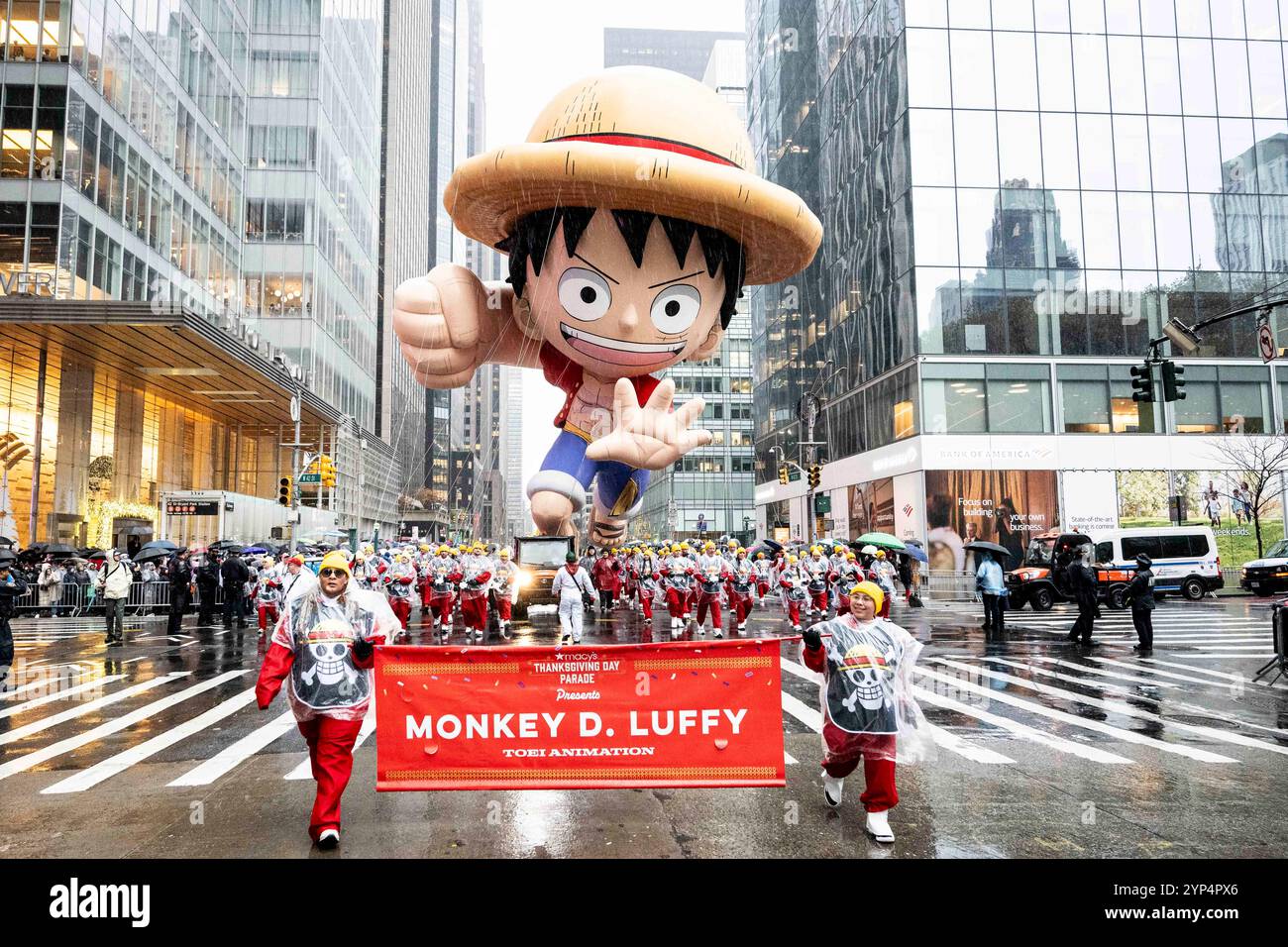 November 28, 2024, New York City, New York, United States: The Monkey D. Luffy balloon on Sixth Avenue at the Macy's Thanksgiving Day Parade in New York City. (Credit Image: © Michael Brochstein/ZUMA Press Wire) EDITORIAL USAGE ONLY! Not for Commercial USAGE! Stock Photo