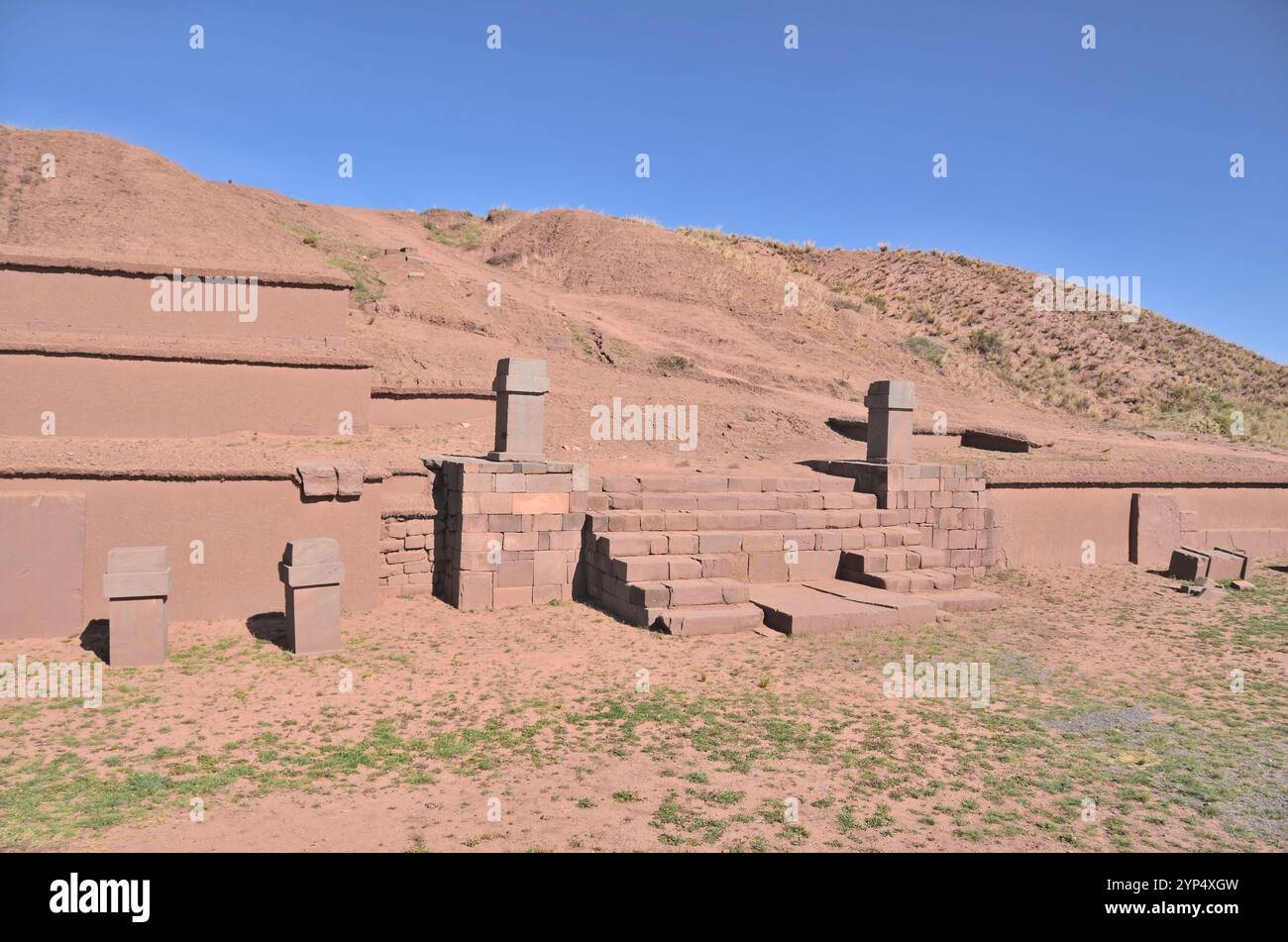 Akapana Temple in  Tiwanaku  Pre-Columbian archaeological site in western Bolivia Stock Photo