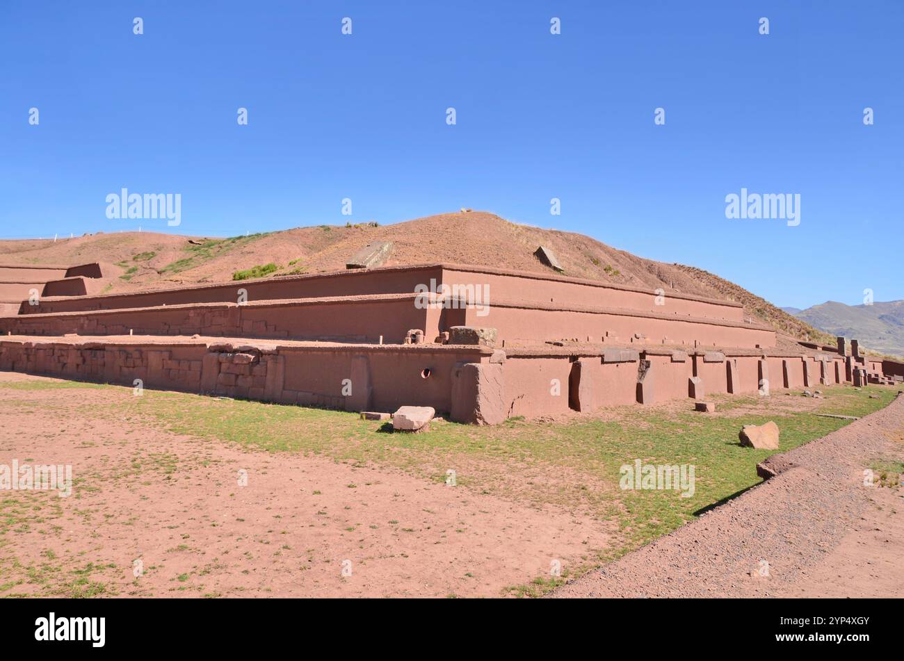 Akapana Temple in  Tiwanaku  Pre-Columbian archaeological site in western Bolivia Stock Photo