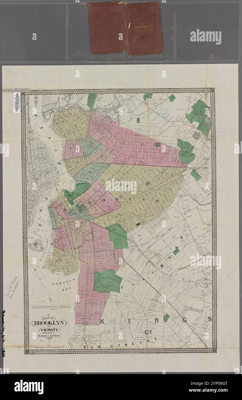 Ancienne Carte De La Ville De Brooklyn - Reproduction 1864 - Tirage Giclée