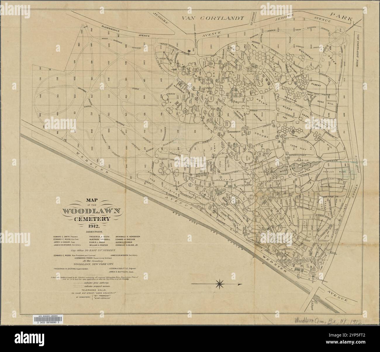 Map of the Woodlawn Cemetery Stock Photo - Alamy