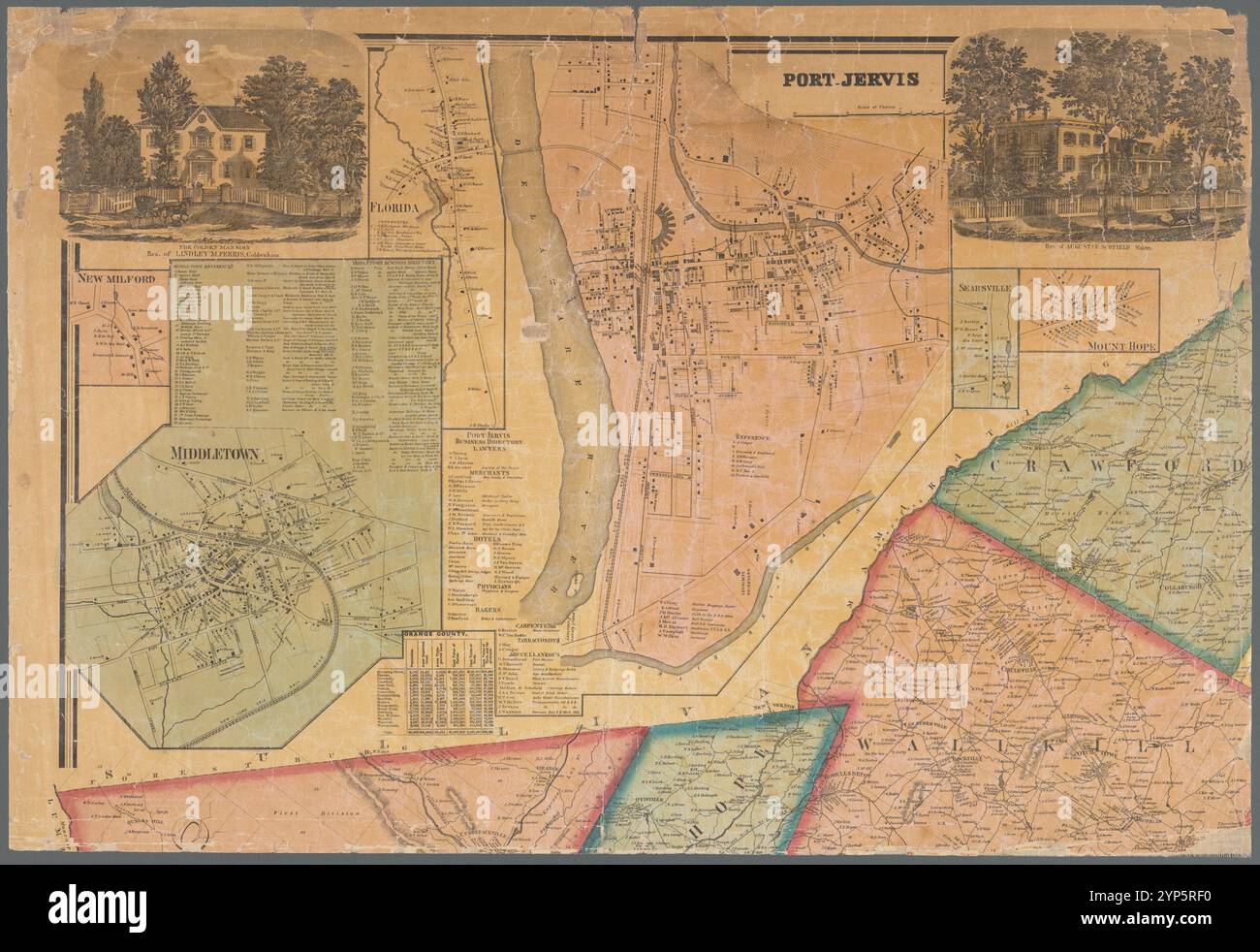Map of orange and rockland cos new york from actual surveys 1859