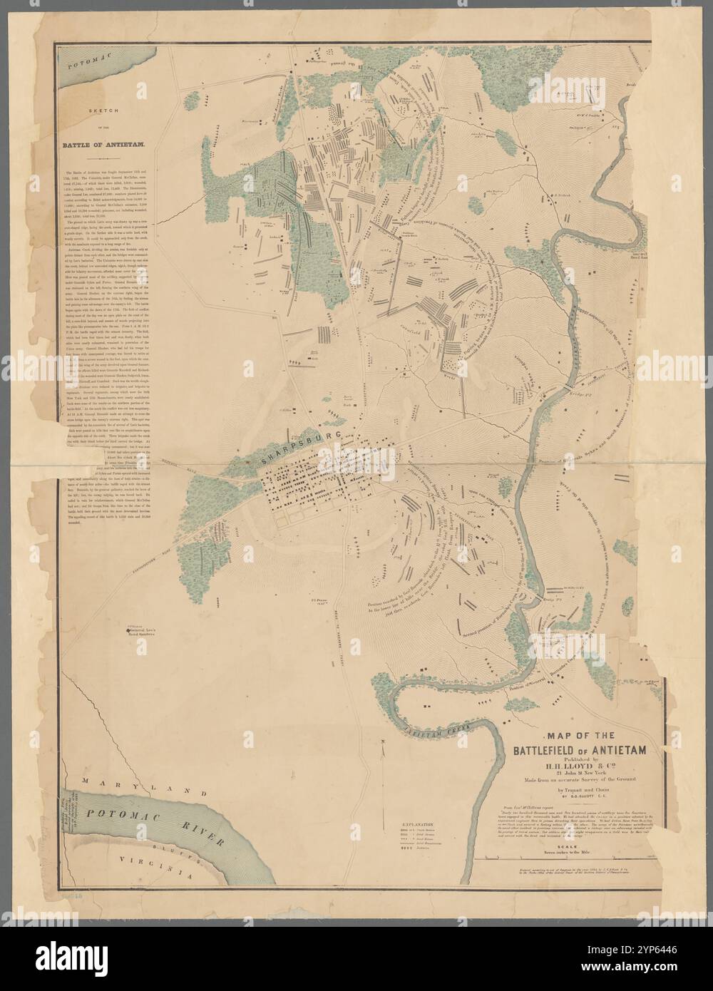 Map of the battlefield of Antietam - Map Of The Battlefield Of Antietam 1864 By Elliott S G 2YP6446 
