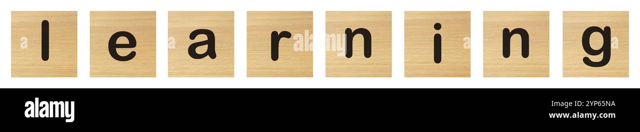 learning word with wood blocks Stock Photo - Alamy