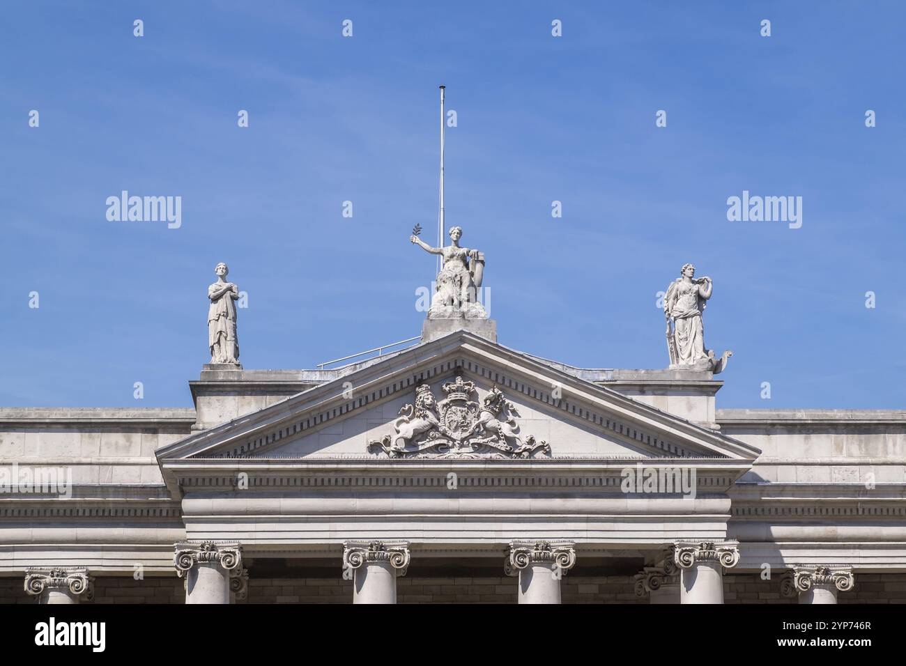 Main gable of the Bank of Ireland building, Dublin, Ireland, Europe Stock Photo