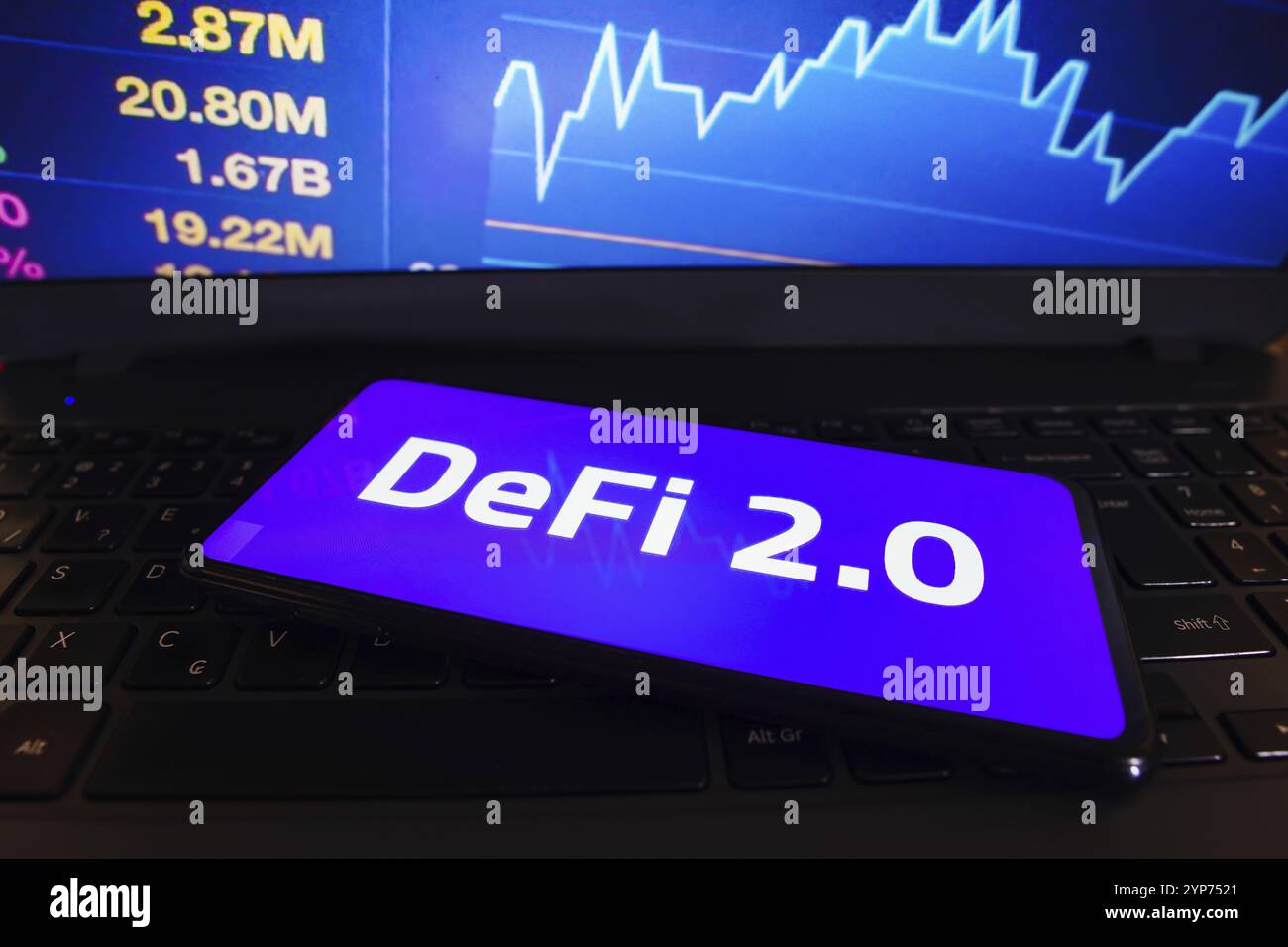 In this photo illustration, the DeFi 2.0 logo is displayed on a ...