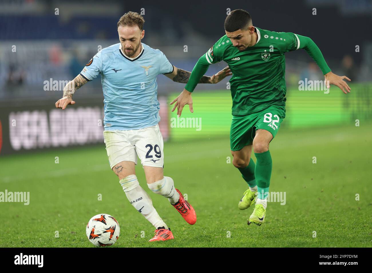 Rome, Italy 28.11.2025 Manuel Lazzari of Lazio, Ivan Yordanov of