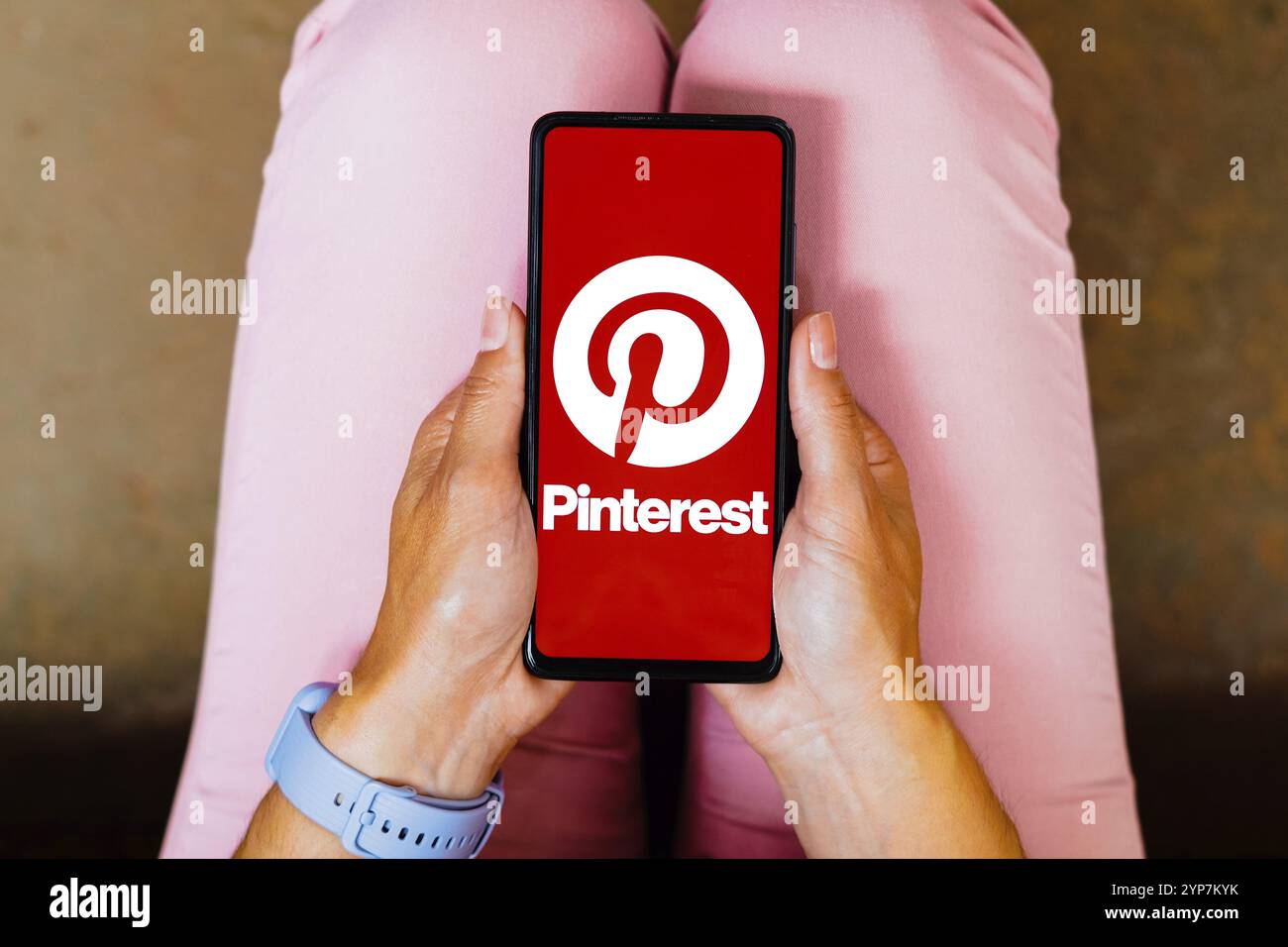 In this photo illustration, the Pinterest logo is displayed on a ...