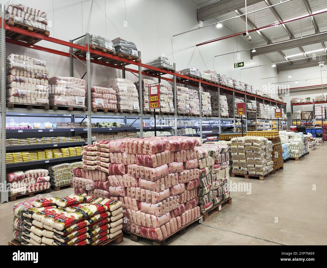 Internal view of a supermarket in Brazil with various products for sale Stock Photo