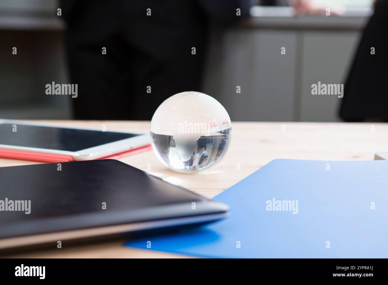 Computer and glass globe Stock Photo - Alamy