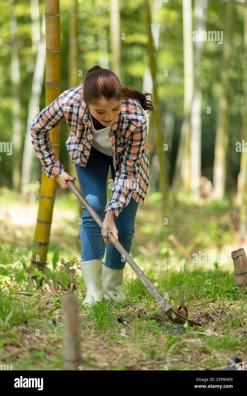 Portrait smile woman bamboo hi-res stock photography and images - Alamy