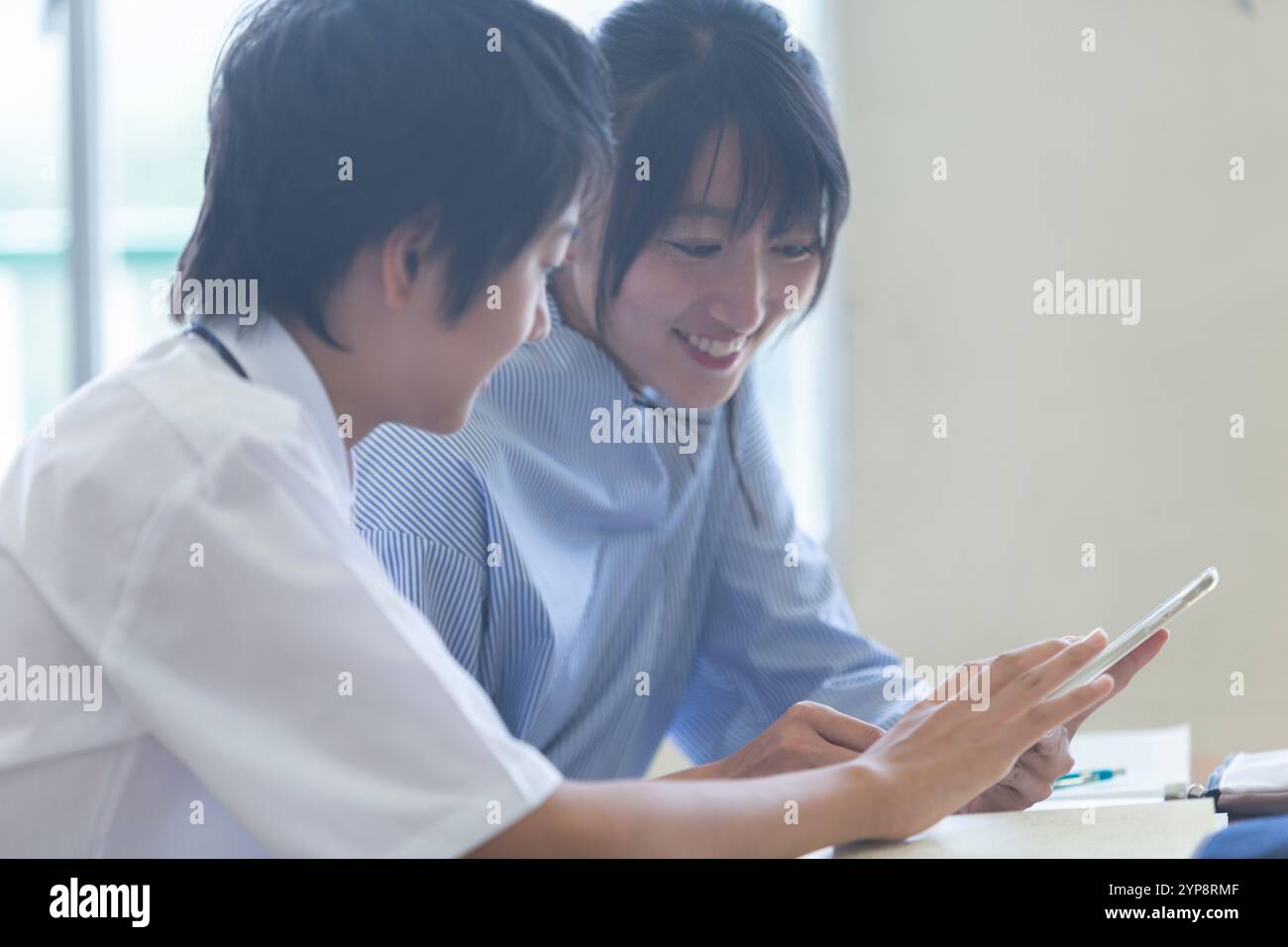 Junior high school students in class Stock Photo
