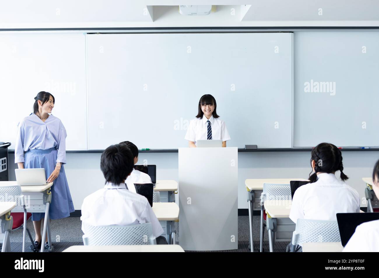 Junior high school pupils in class Stock Photo - Alamy