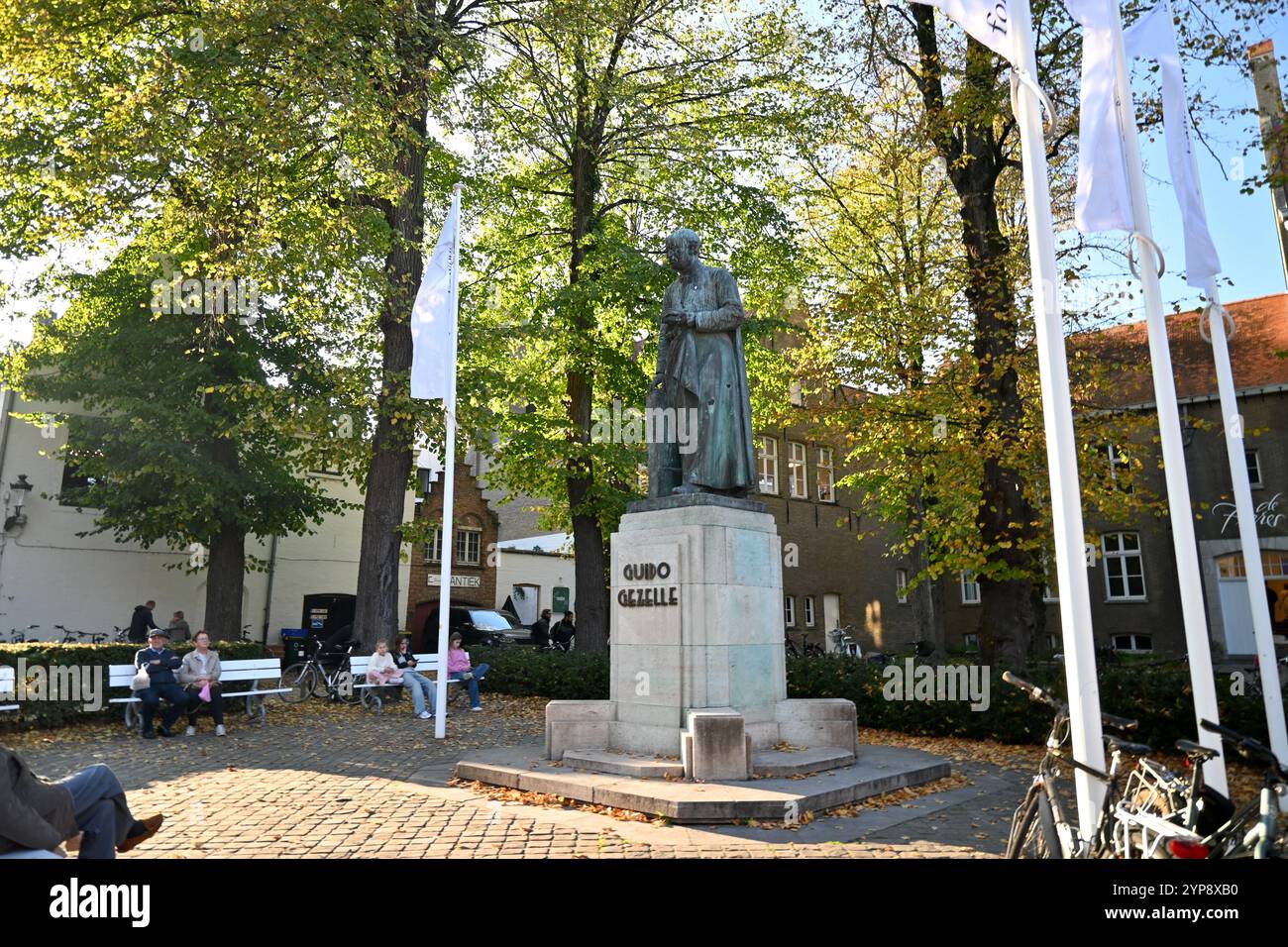 Standbeeld Guido Gezelle statue – Bruges, Belgium – 24 October 2024 Stock Photo