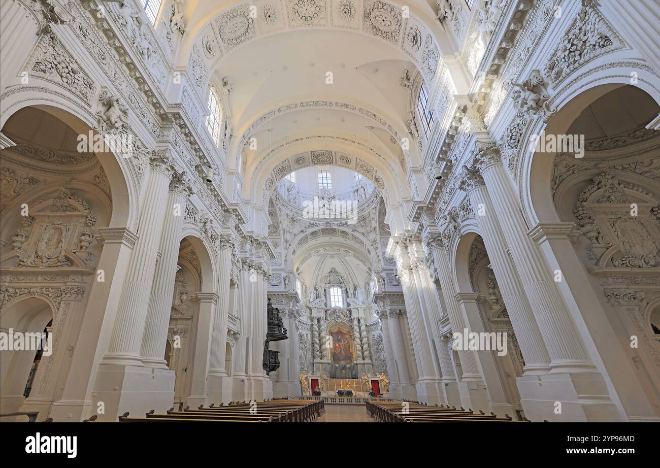 Interior of Theatine Church, a famous Italian high-Baroque style church in Munich, Germany Stock Photo