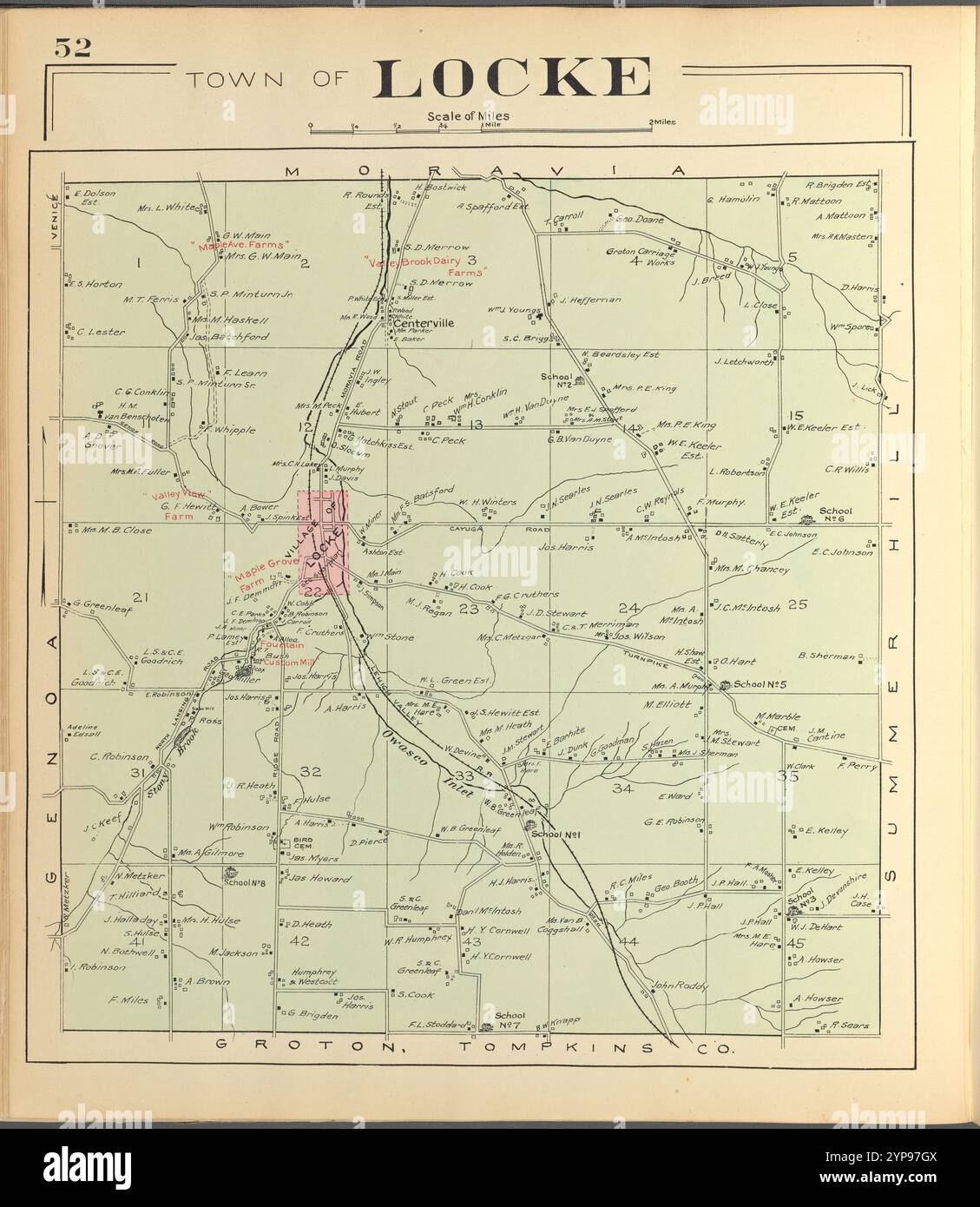 Cayuga County, Left Page [Map of town of Locke] 1904 Stock Photo - Alamy