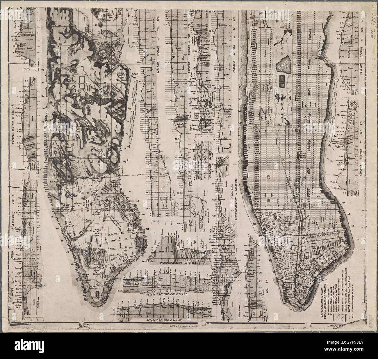 Geologic map and sections of Manhattan - Geologic Map And Sections Of Manhattan Island State Of New York 1898 2YP98EY