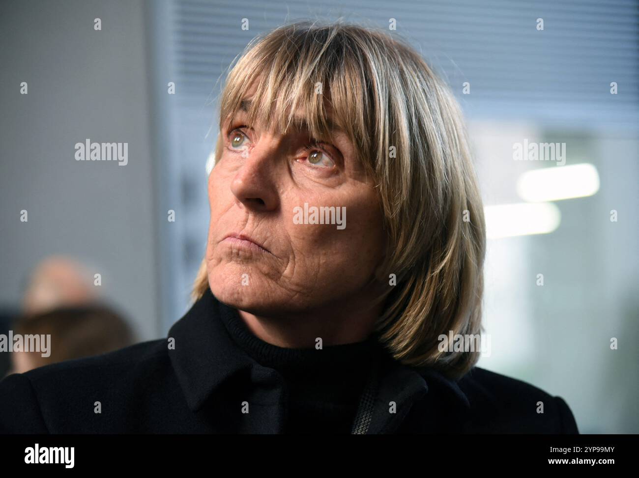 Saint Denis, France. 28th Nov, 2024. Valerie Letard, French Minister of Housing and Urban Renovation visits to the Olympic Village and presentation of the EcoQuartier label in Saint-Denis, France on November 28, 2024 Photo by Alain Apaydin/ABACAPRESS.COM Credit: Abaca Press/Alamy Live News Stock Photo