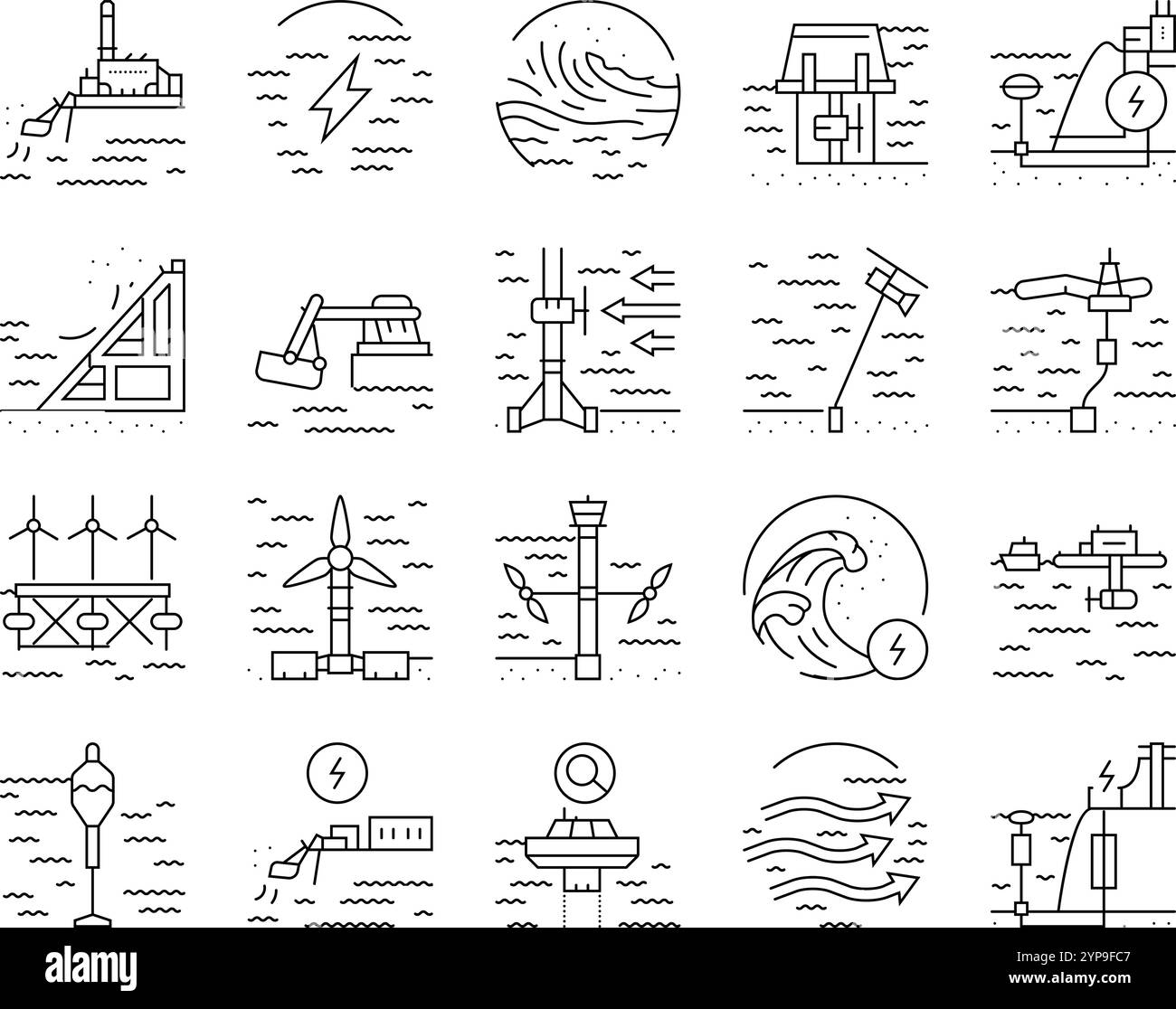 wave energy power tidal icons set vector Stock Vector Image & Art - Alamy