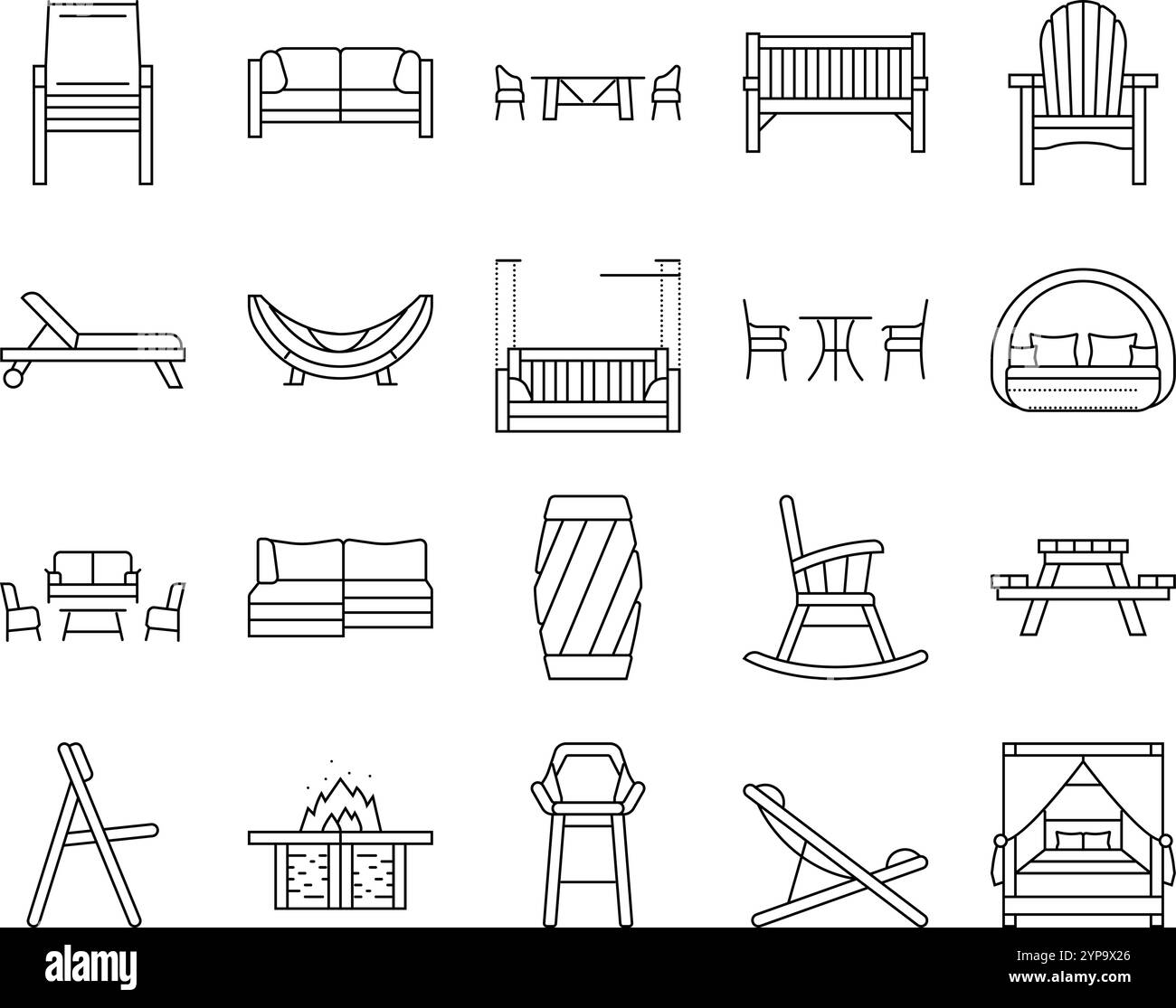outdoor furniture patio garden icons set vector Stock Vector Image ...