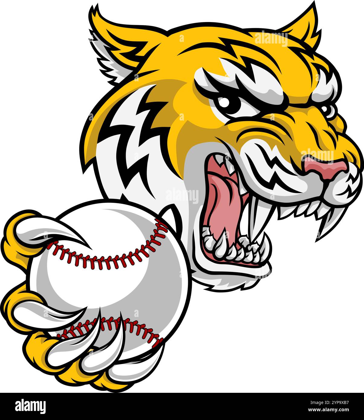 A wildcat or bobcat lynx bobcats wildcats sports team baseball ball mascot Stock Vector