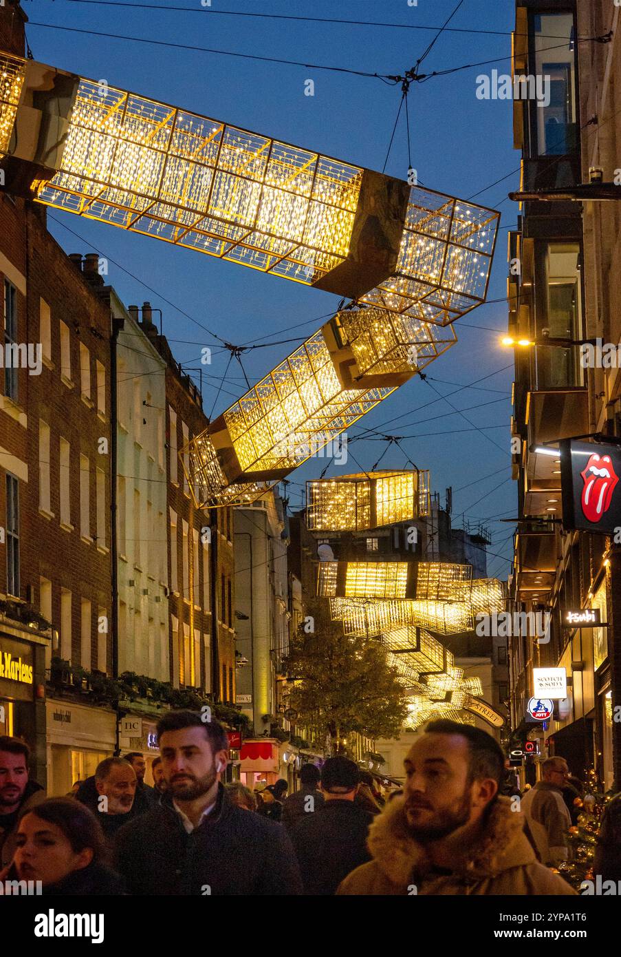 Carnaby Street Christmas lights 2024 in the West End of London Stock Photo