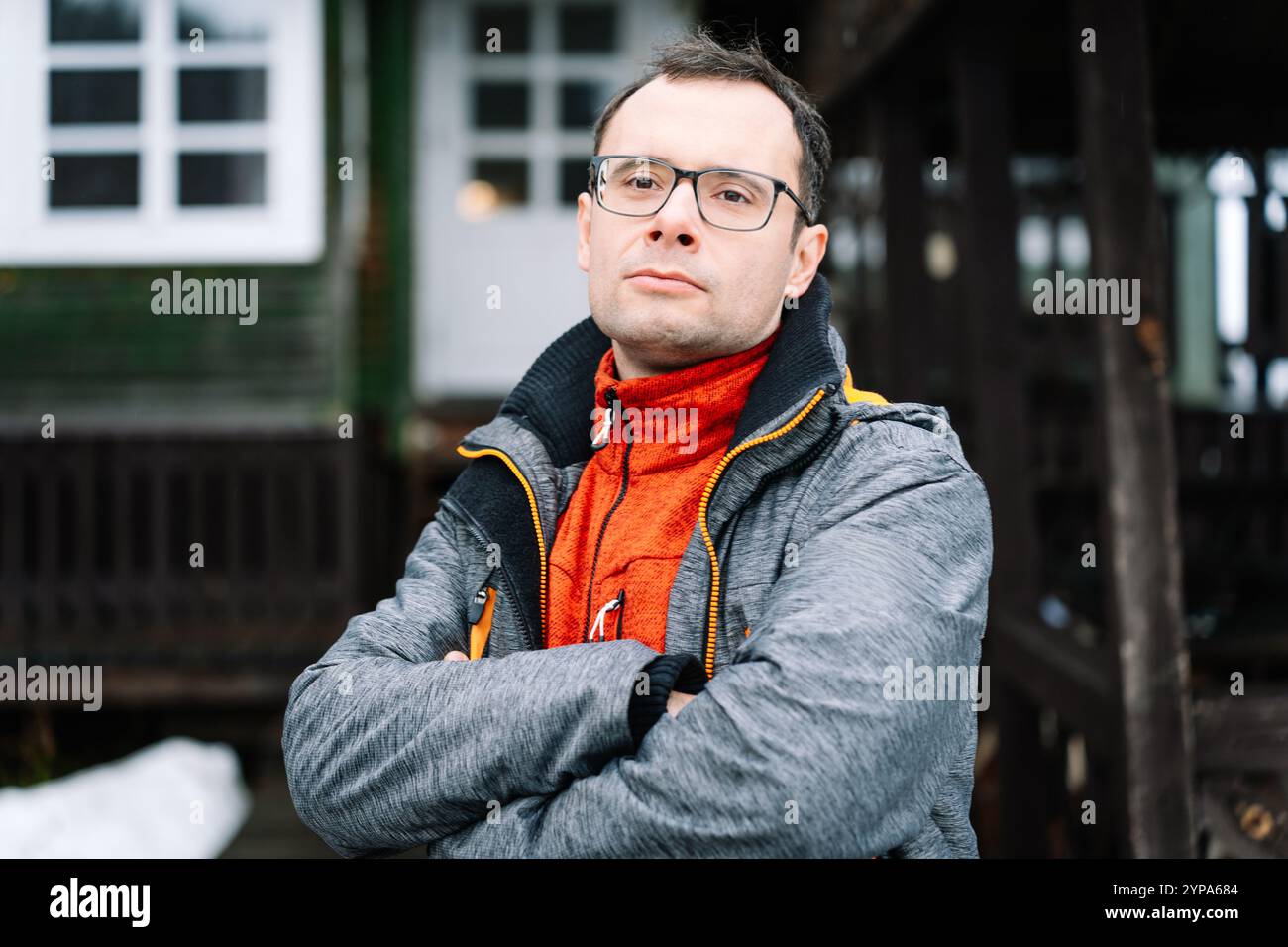 Man in jacket glasses hi-res stock photography and images - Alamy