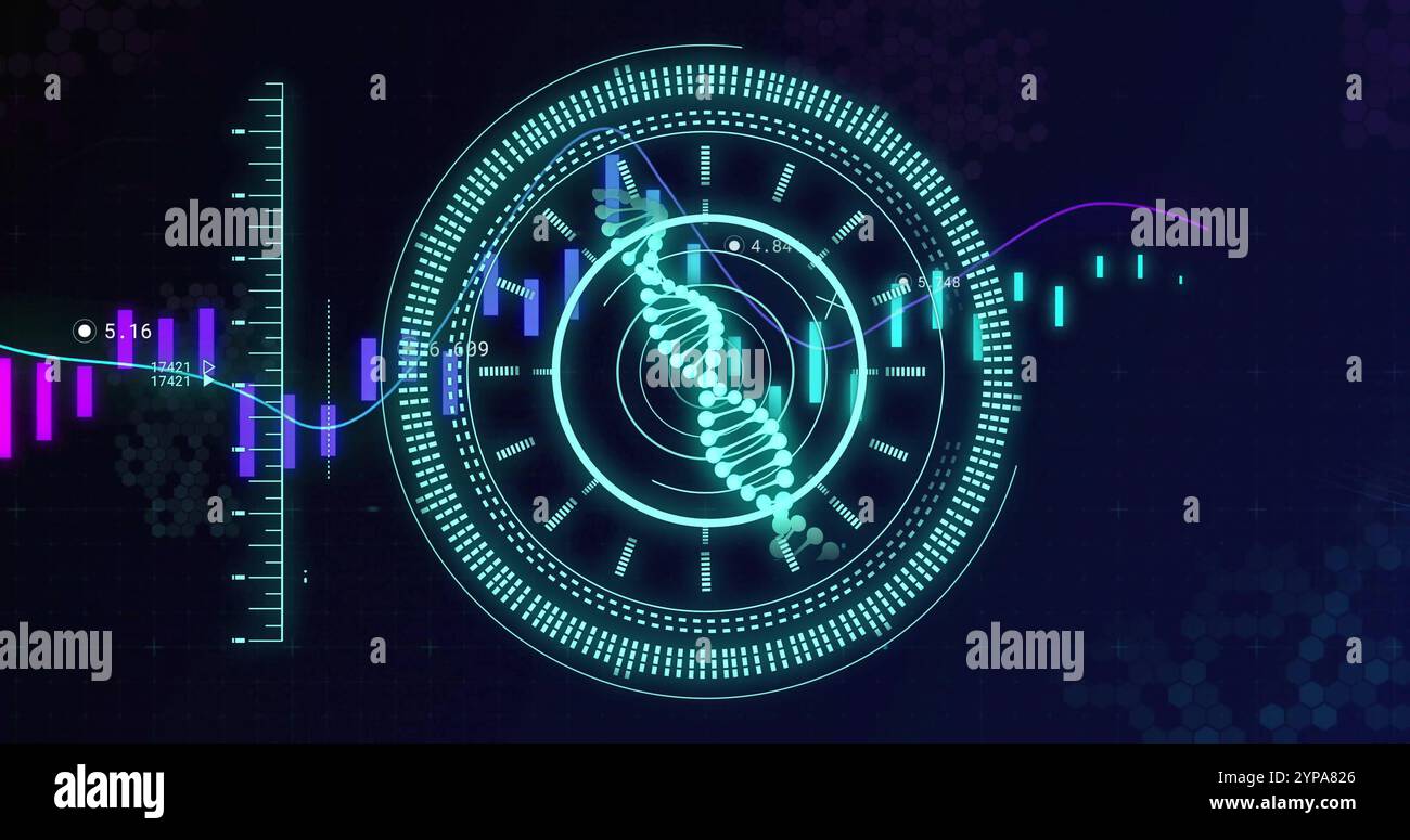Image of science data processing over diagrams Stock Photo