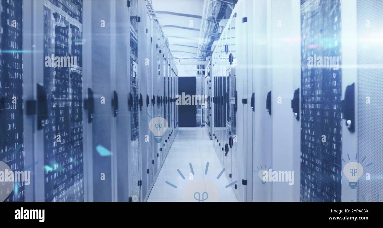 Image of data processing over computer servers Stock Photo