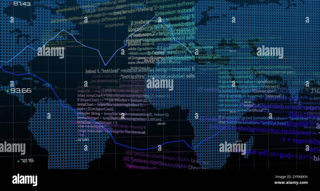 Image of data processing over diagrams and world map Stock Photo - Alamy