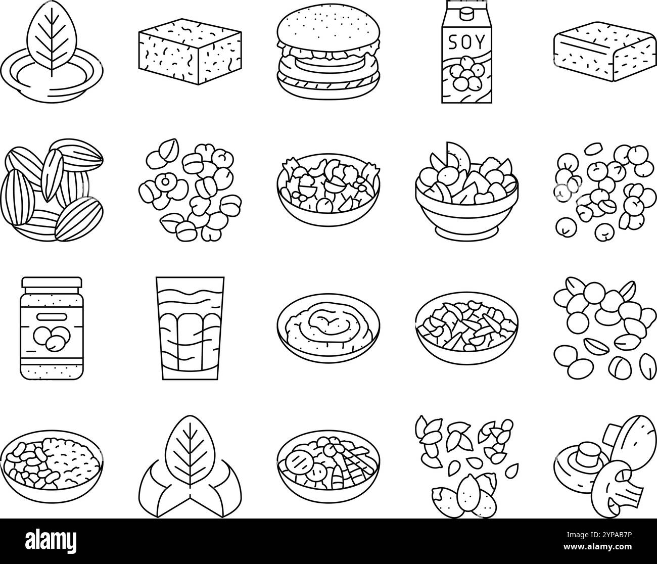 vegan food fresh organic icons set vector Stock Vector Image & Art - Alamy