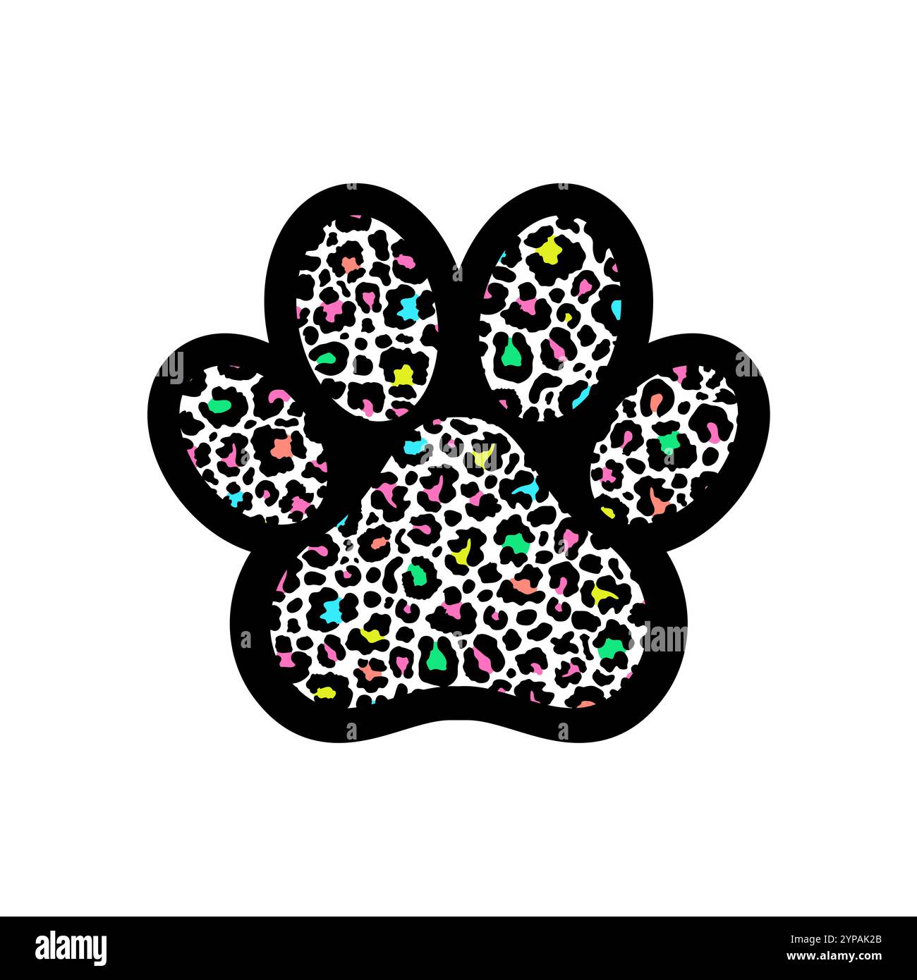 Paw print filled with leopard pattern. Stock Vector