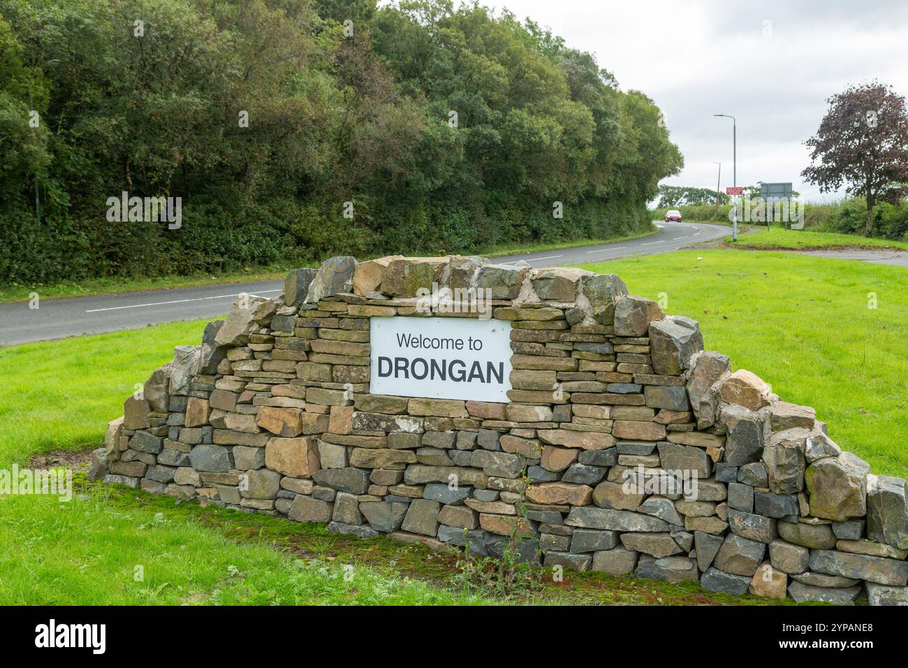 Welcome to Drongan sign Drongan, East Ayrshire, Scotland Stock Photo