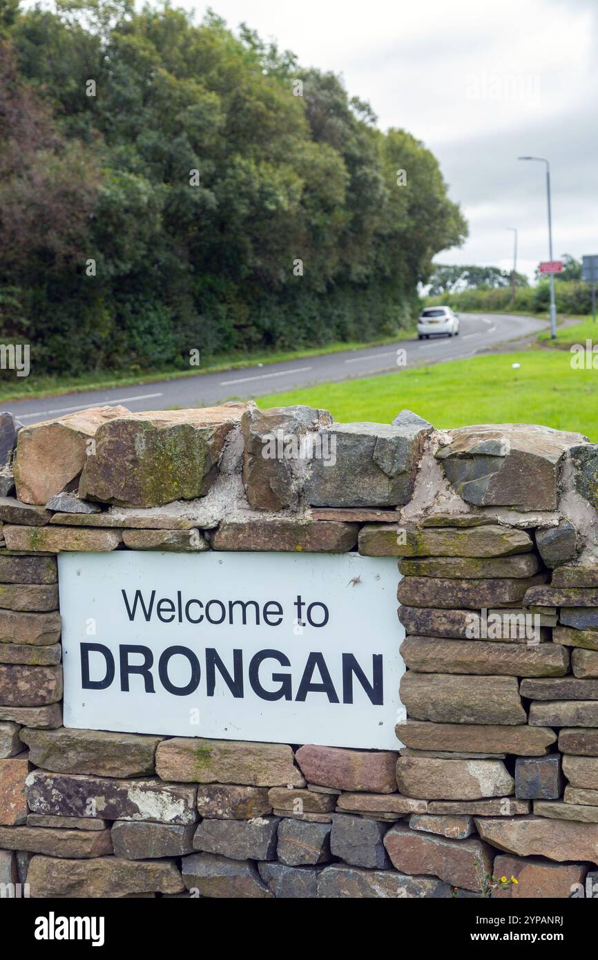 Welcome to Drongan sign Drongan, East Ayrshire, Scotland Stock Photo