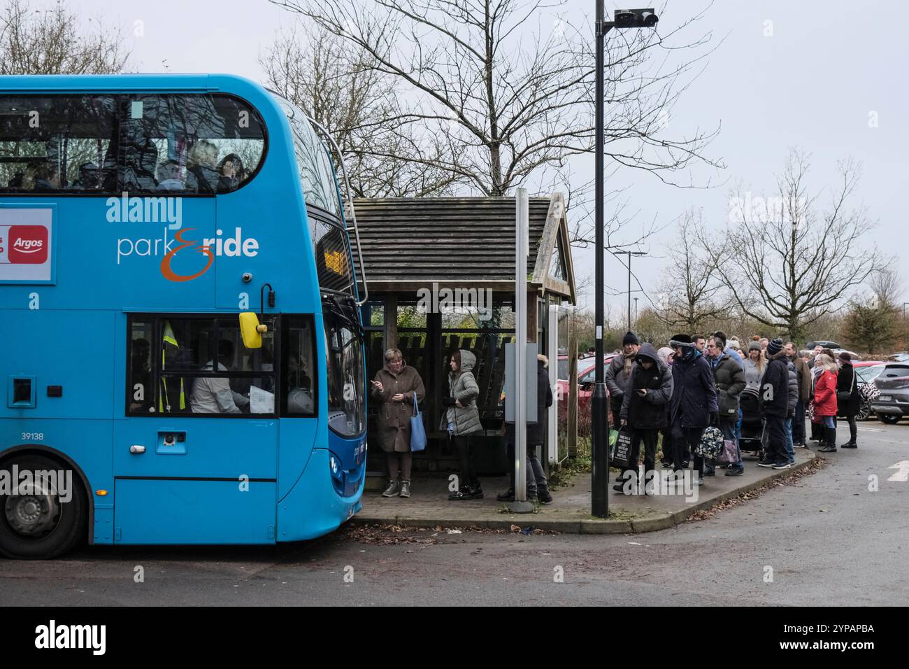Bath, 29th Nov 2024. Very long queue at the Park and Ride for Bath City ...