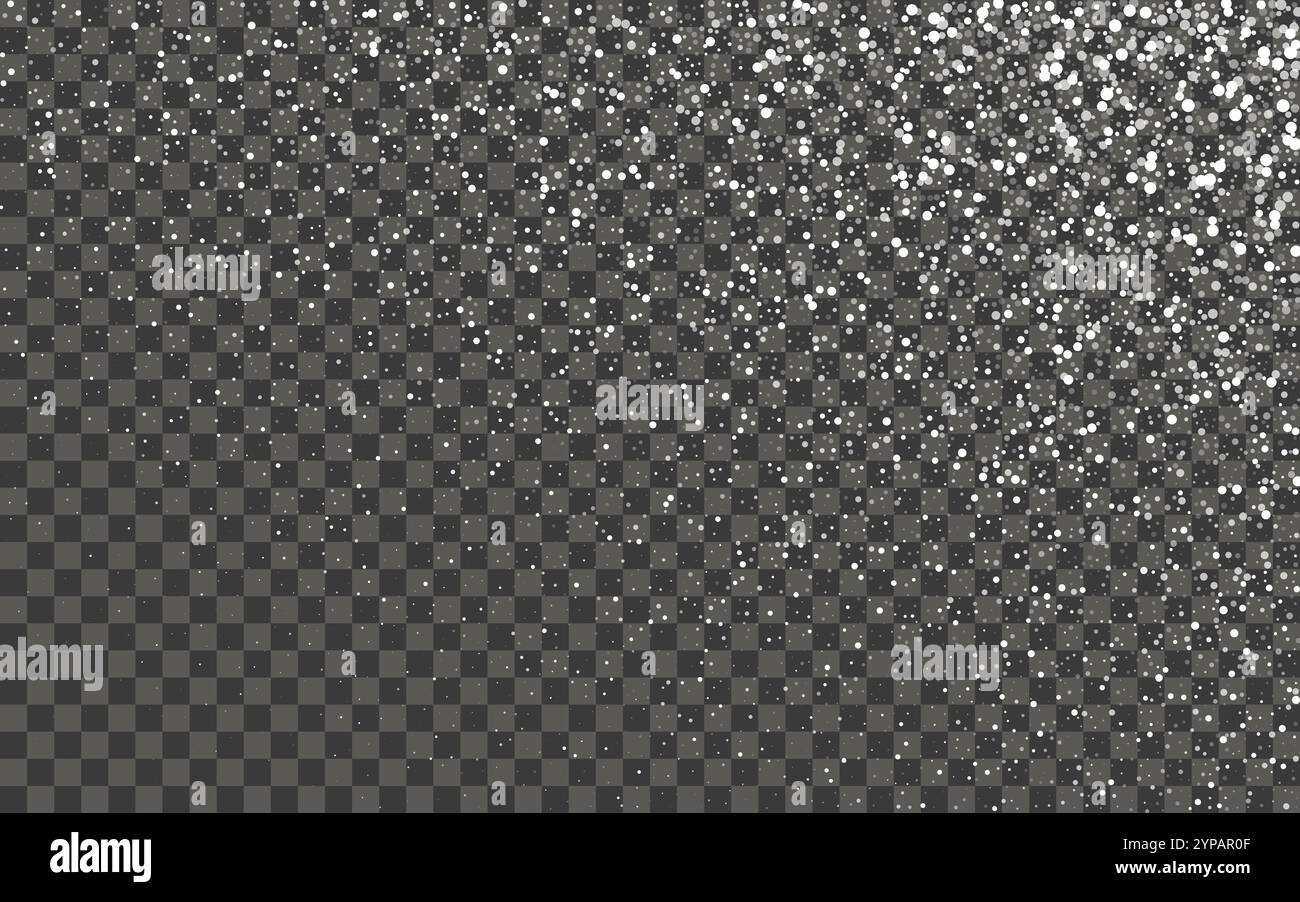 Snowfall and falling snowflakes on dark transparent background. White ...