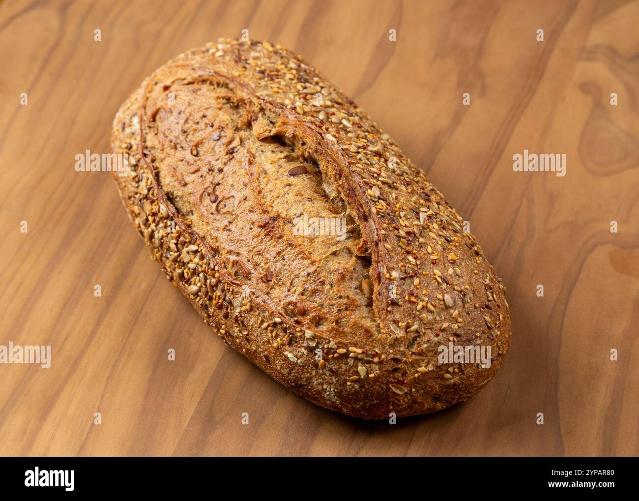 Seeded Sourdough Bread loaf with seeds and grains Stock Photo